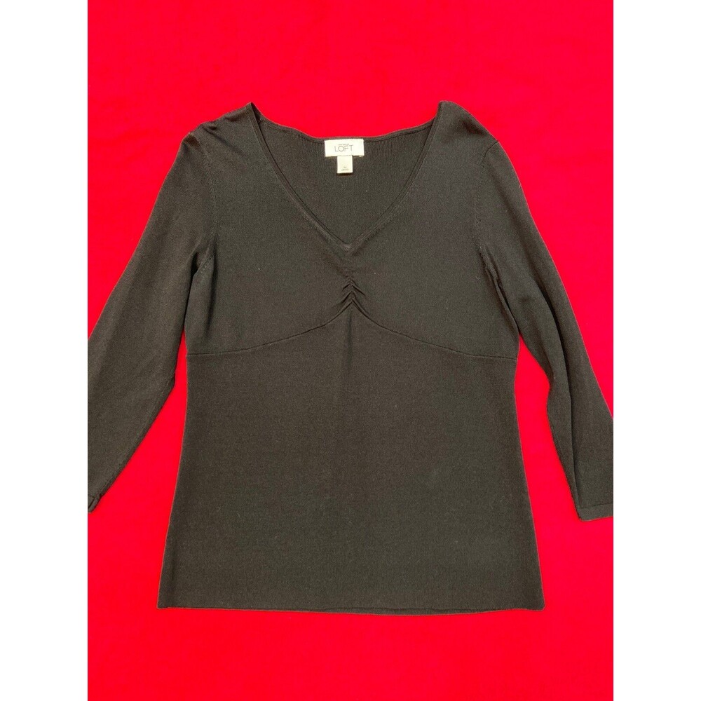 SOFT LOFT Black V-Neck Top Women’s Size M Viscose Blend